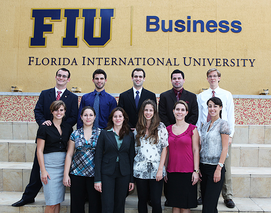 Front row, left to right: Rebekah Stevens, Deyanira Corrales, Andreina Zuccaro, Fabiola Marquez, Kelly Montoya and Desiree Ruiz. Back row, from left to right: Jeff Ghitman, Daniel Pena, Andre Jaimot, Connor Flynn and George Hancock