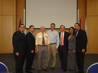 Left to right: Rafael Fermoselle, events coordinator, RESA; Christian Rodriguez, CSO representative, RESA; Daniel Vaisman; Richard Lombari; William Hardin; Wendy Hernandez, RESA vice president; and Dan Berkovitz