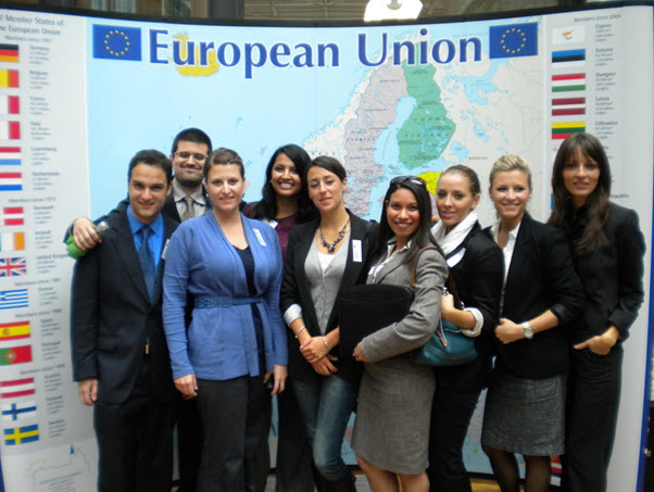 The group in the lobby of the European Commission in Brussels