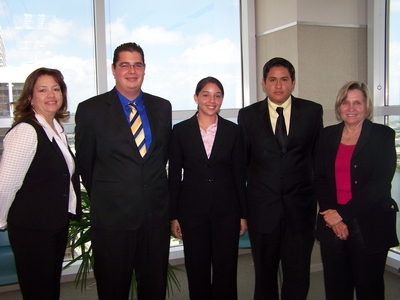 Annabelle Rojas, assistant dean, Department of Advancement, Alumni and Corporate Relations; Daniel Fernandez; Iris Curtis; Bruno Cevallos; and Joyce J. Elam, executive dean