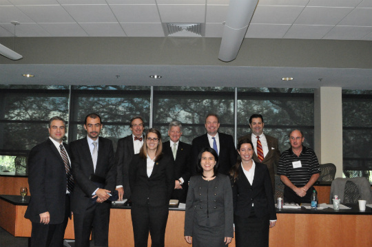 FIU case competitors Victor Pastor, Jamal Abdel Jabbar, Melanie Raimo, Yadira Maldonado and Connie Marianacci with the judges