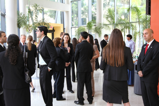 Students, faculty, alumni and staff mingled at the first session of Introduction to the Profession sponsored by PricewaterhouseCoopers (PwC).