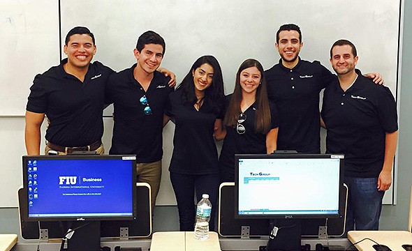 Tech Group board, Spring 2015 (left to right): Alejandro Porras, Jeremias Cuadra, Monica Nunez, Marcela Ruiz-Paiz, Miguel Angel Mesa, Anthony Torres.