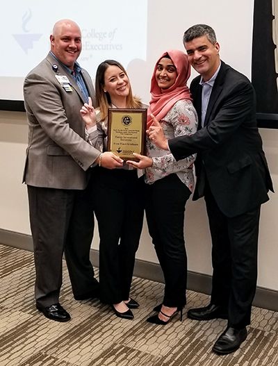 Left to right: Jesus Diaz, Marria Janjua, Zailyn Rodriguez and professor Paulo Gomes.